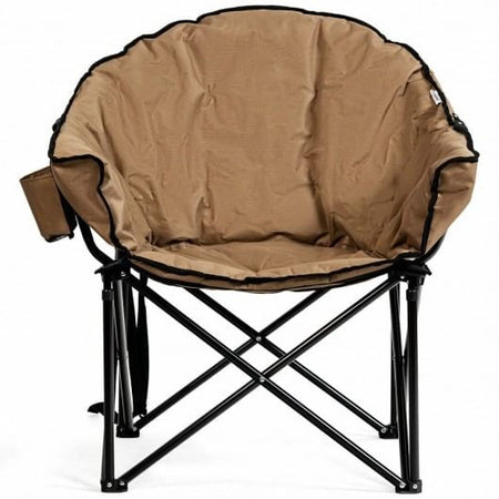 Folding Camping Moon Padded Chair with Carrying Bag-Gray-0