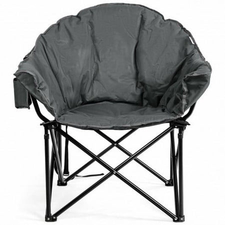 Folding Camping Moon Padded Chair with Carrying Bag-Gray-1