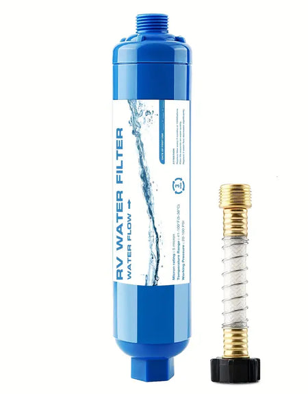 1pc RV Inline Hose Water Filter with Hose Protector-0