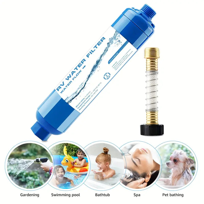 1pc RV Inline Hose Water Filter with Hose Protector-4