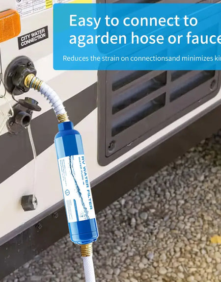1pc RV Inline Hose Water Filter with Hose Protector-1