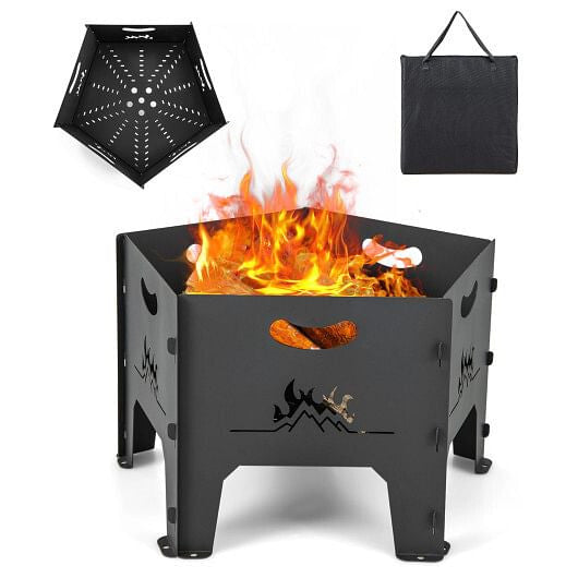 19 Inches Collapsible Portable Plug Fire Pit with Storage Bag-4